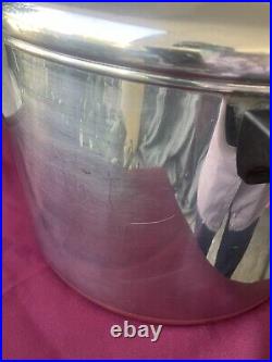 Vintage Revere Ware 16qt Stock Pot Stainless Steel Copper Bottom Rome NY USA