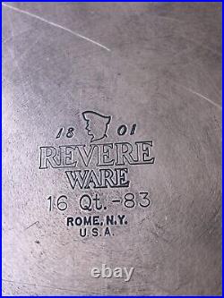 Vintage Revere Ware 16qt Stock Pot Stainless Steel Copper Bottom Rome NY USA