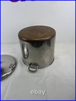 Vintage Revere Ware 20 Quart Stock Pot Stainless Steel. Copper Bottom Rome NY