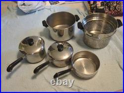 Vintage Revere Ware 7 Piece Pot Set With Tall 8 Qt Steamer Pasta Strainer Insert