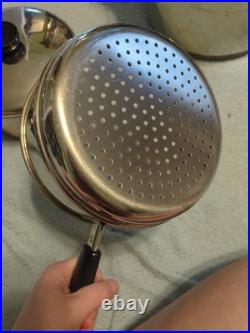 Vintage Revere Ware 7 Piece Pot Set With Tall 8 Qt Steamer Pasta Strainer Insert