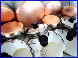 Vintage Revere Ware Lot Pots, Lg. Skillet + Lids + Steamer/strainers For 2/3 & 4