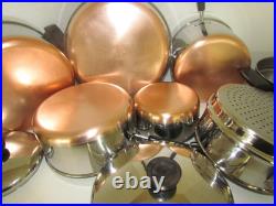 Vintage Revere Ware Lot Pots, Lg. Skillet + Lids + Steamer/strainers For 2/3 & 4