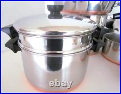 Vintage Revere Ware Lot Pots, Lg. Skillet + Lids + Steamer/strainers For 2/3 & 4
