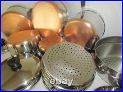 Vintage Revere Ware Lot Pots, Lg. Skillet + Lids + Steamer/strainers For 2/3 & 4