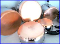Vintage Revere Ware Lot Pots, Lg. Skillet + Lids + Steamer/strainers For 2/3 & 4