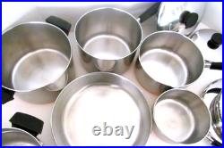 Vintage Revere Ware Lot Pots, Lg. Skillet + Lids + Steamer/strainers For 2/3 & 4