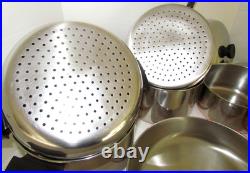 Vintage Revere Ware Lot Pots, Lg. Skillet + Lids + Steamer/strainers For 2/3 & 4