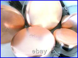 Vintage Revere Ware Lot Pots, Lg. Skillet + Lids + Steamer/strainers For 2/3 & 4