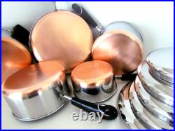 Vintage Revere Ware Lot Pots, Lg. Skillet + Lids + Steamer/strainers For 2/3 & 4