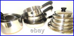 Vintage Revere Ware Lot Pots, Lg. Skillet + Lids + Steamer/strainers For 2/3 & 4