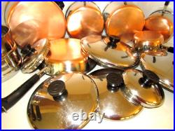 Vintage Revere Ware Lot Set Pots, Steamer & Double Boiler, 10 Skillet Plus