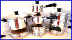 Vintage Revere Ware Lot Set Pots, Steamer & Double Boiler, 10 Skillet Plus