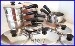 Vintage Revere Ware Lot Set Pots, Steamer & Double Boiler, 10 Skillet Plus