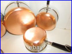 Vintage Revere Ware Lot Set Pots, Steamer & Double Boiler, 10 Skillet Plus