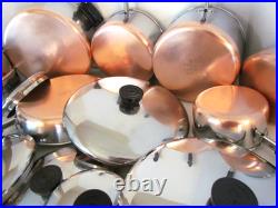Vintage Revere Ware Lot Set Pots, Steamer & Double Boiler, 10 Skillet Plus