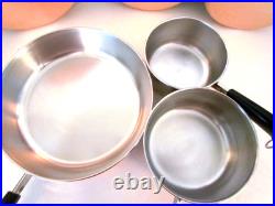Vintage Revere Ware Lot Set Pots, Steamer & Double Boiler, 10 Skillet Plus