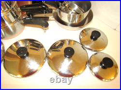 Vintage Revere Ware Lot Set Pots, Steamer & Double Boiler, 10 Skillet Plus