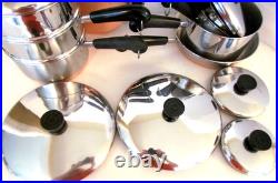 Vintage Revere Ware Lot Set Pots, Steamer & Double Boiler, 10 Skillet Plus
