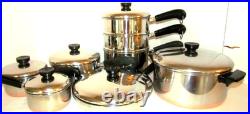 Vintage Revere Ware Lot Set Pots, Steamer & Double Boiler, 10 Skillet Plus