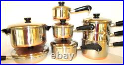 Vintage Revere Ware Lot Set Pots, Steamer & Double Boiler, 10 Skillet Plus