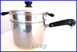 Vintage Revere Ware Pre 1968 Rare 4 Qt Long Handled Stock Pot+ Double Boiler