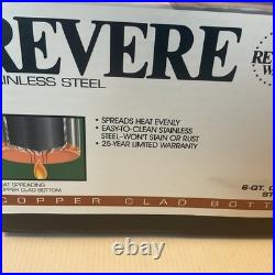 Vintage Revere Ware Stainless Steel Copper Bottom 6 QT Stockpot 3514267 NIB 1992