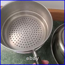 Vintage Reverware Stainless Pots Pans Set Tri-ply 4+ Steamer, Dbl Boiler + Lids