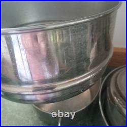 Vintage Reverware Stainless Pots Pans Set Tri-ply 4+ Steamer, Dbl Boiler + Lids