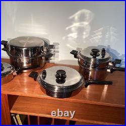 Vintage Royal Prestige 7 Ply SS Titanium Silver Alloy Copper 11 Pc. Set. Clean