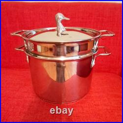 Vintage SABATIER De La Cuisine Pasta Pot with Strainer Duck Mallard Stainless