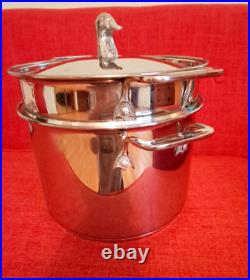 Vintage SABATIER De La Cuisine Pasta Pot with Strainer Duck Mallard Stainless