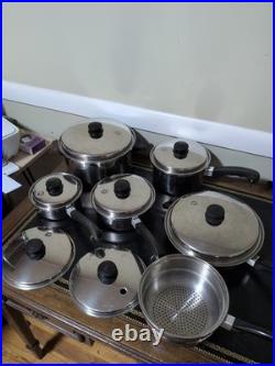 Vintage SALADMASTER Stainless Steel Cookware Set/13 pieces/USA/Vapo Lids/ T-304S