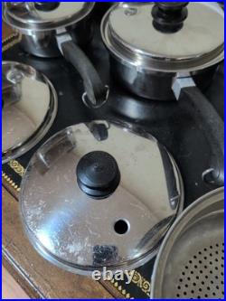 Vintage SALADMASTER Stainless Steel Cookware Set/13 pieces/USA/Vapo Lids/ T-304S
