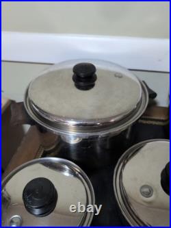 Vintage SALADMASTER Stainless Steel Cookware Set/13 pieces/USA/Vapo Lids/ T-304S