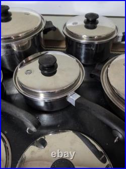 Vintage SALADMASTER Stainless Steel Cookware Set/13 pieces/USA/Vapo Lids/ T-304S