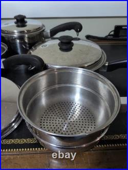 Vintage SALADMASTER Stainless Steel Cookware Set/13 pieces/USA/Vapo Lids/ T-304S
