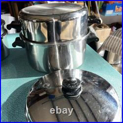 Vintage Saladmaster Stainless Steel 6 Quart Qt Stock Pot W Two Pot & Lid 3 Piece