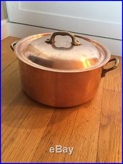 Vintage William Sonoma By Mauviel 9.5 Copper Stock Pot With Stainless Steel