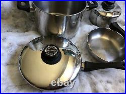 Vintage set 6 pc. Cooks Club pans 18/10 Stainless Steel 1994 Steam control lids