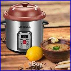 VitaClay VM7800-5C Smart 6-In-1 Crock & Stock Instant Pot Organic Clay 6.5 Qt