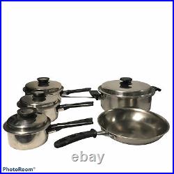 Vollrath Stainless Steel 9-Piece Cookware Set Fry Skillet Stock Pot & Saucepan