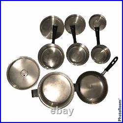 Vollrath Stainless Steel 9-Piece Cookware Set Fry Skillet Stock Pot & Saucepan