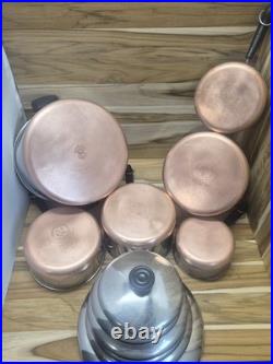 Vtg 1801 Revere Ware 12-Piece Copper Clad Cookware Set with Lids 1 to 4qt with 8qt