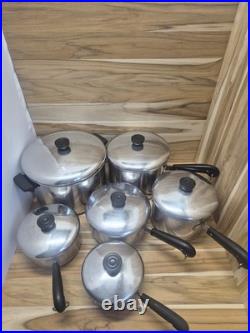 Vtg 1801 Revere Ware 12-Piece Copper Clad Cookware Set with Lids 1 to 4qt with 8qt
