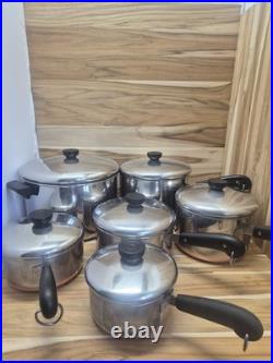 Vtg 1801 Revere Ware 12-Piece Copper Clad Cookware Set with Lids 1 to 4qt with 8qt