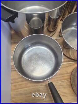 Vtg 1801 Revere Ware 12-Piece Copper Clad Cookware Set with Lids 1 to 4qt with 8qt