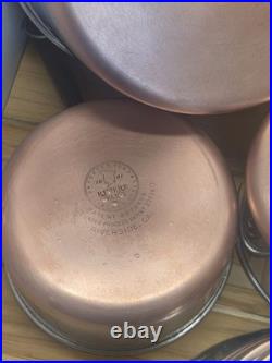 Vtg 1801 Revere Ware 12-Piece Copper Clad Cookware Set with Lids 1 to 4qt with 8qt