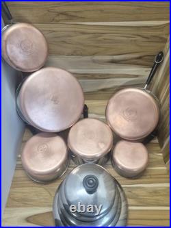 Vtg 1801 Revere Ware 12-Piece Copper Clad Cookware Set with Lids 1 to 4qt with 8qt