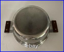 Vtg 70s Farberware ADVANTAGE Cookware Tri-Ply 4qt Double Wood Handle Stock Pot